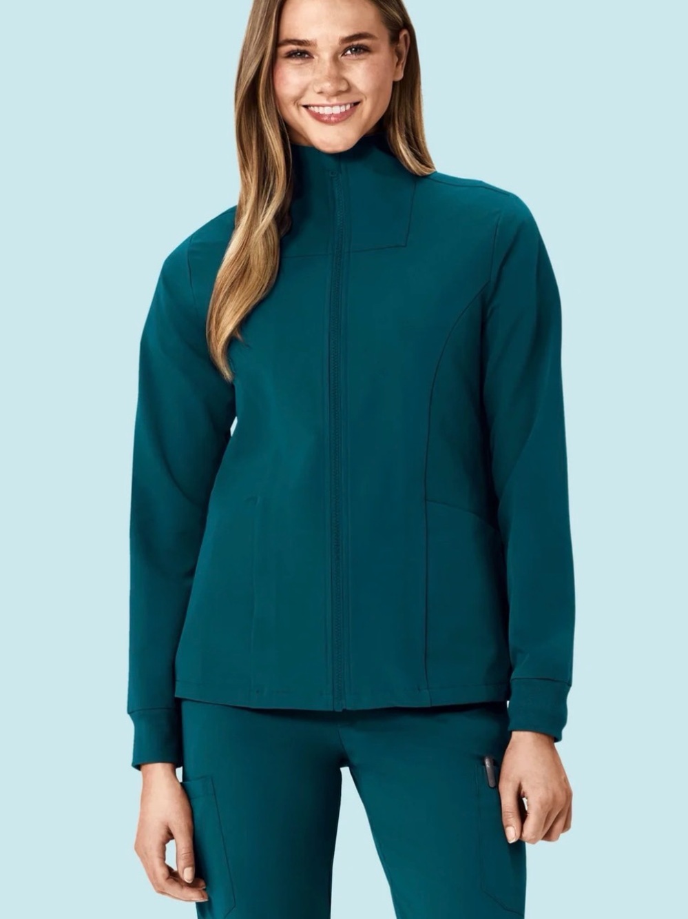 Mandala Women's Caribbean Blue Modern Scrub Jacket Medium